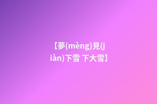 【夢(mèng)見(jiàn)下雪 下大雪】